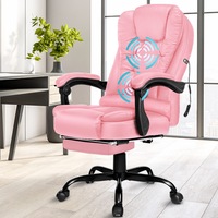 Alfordson Massage Office Chair FOOTREST Executive Gaming Racing Seat Pink PU