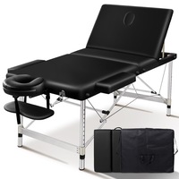 ALFORDSON Massage Table Portable 3 Fold Lift Up 65cm (Black)