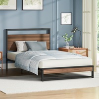 ALFORDSON Metal Bed Frame Single Size Industrial Platform Mattress Base Wood