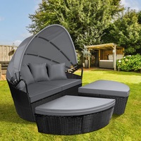 ALFORDSON Outdoor Sun Lounge Day Bed Wicker Sofa Furniture Black