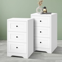 ALFORDSON Set of 2 Bedside Table Hamptons Storage Nightstand Side End Cabinet White