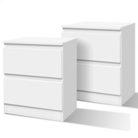 ALFORDSON Set of 2 Bedside Table - Meg Handle-free Nightstand (White)