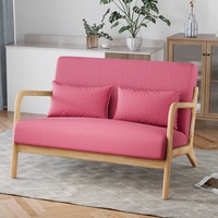 ALFORDSON Wooden Armchair Fabric Lounge Chair Accent 2 Seater Sofa Couch Pink