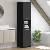 ALFORDSON Tall Cabinet - Avilla Bathroom Storage Furniture Cupboard (Black)