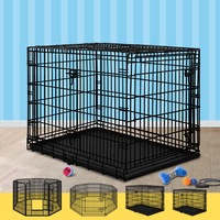 BEASTIE Dog Cage 24 - 48 inch Large Pet Playpen Crate Metal Kennel Cat Foldable Fence