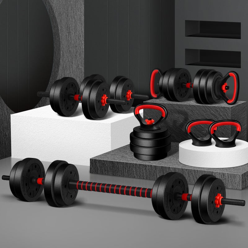 BLACK LORD 20kg Dumbbell Set 7in1 Adjustable Barbell Kettlebell Home Gym Fitness [Pre-order, Send by 18/10]