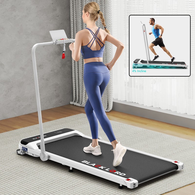 BLACK LORD Treadmill Electric Walking Pad Home Office Incline Foldable White Australia