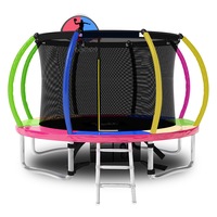POP MASTER 10FT Rainbow Curved Trampoline W/ Spring Ladder Safety Net Basketball Set