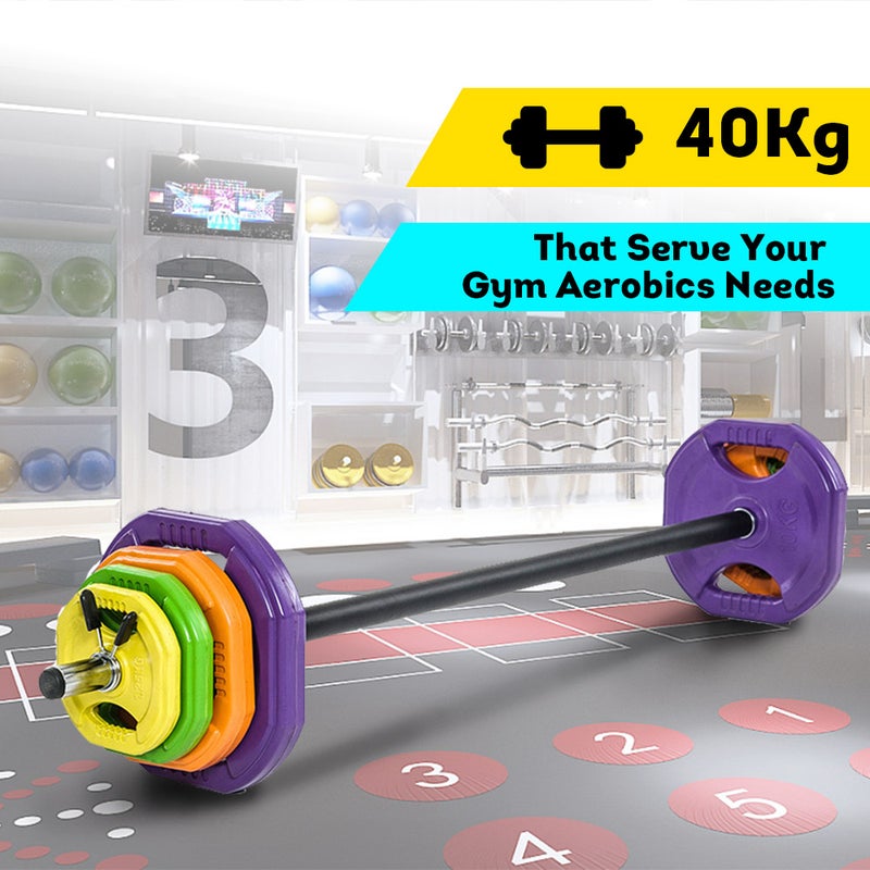 JMQ FITNESS Barbell Bar Weights Set 40kg Weight Training Home Gym Weight Equipment