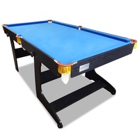 6FT Blue Felt MDF Foldable Fold Away Pool Table for Billiard Snooker Free Accessory for Kids and Teenage,Easy Storage