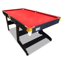 6FT Red Felt MDF Foldable Fold Away Pool Table for Billiard Snooker Free Accessory for Kids and Teenage,Easy Storage