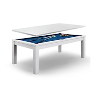 T&R SPORTS Elegance White Frame 7FT Billiard Table Free Accessories Dining Pool Table With Top - White&Blue