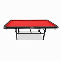 T&R SPORTS 7FT MDF Foldable Billiard Table Free Accessories Pool/Snooker Table for Small Room - Black&Red