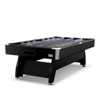 T&R SPORTS 7FT LED MDF Billiard Table Free Accessories Pool / Snooker Table - Black&Black