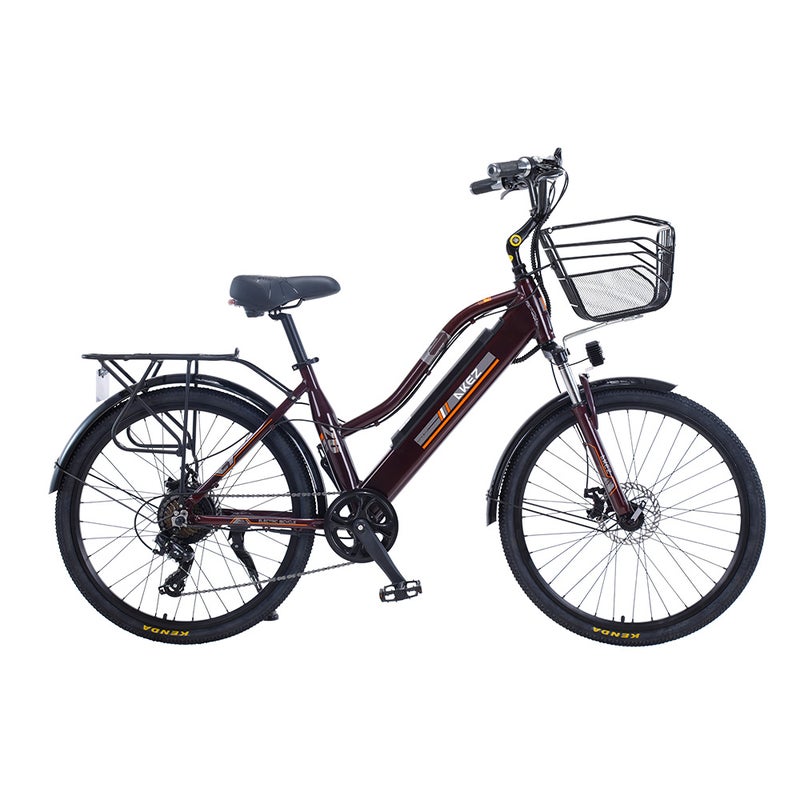 AKEZ 350W 26-Inches Electric Bike City Bikes Bicycles Assisted Bicycle Women - Purple