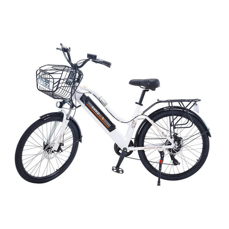 AKEZ 350W 26-Inches Electric Bike City Bikes Bicycles Assisted Bicycle Women - White