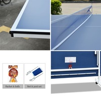 DOUBLE HAPPINESS 13 Indoor Rollaway Table Tennis With Accessories Ping Pong Table - Blue