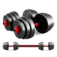 JMQ FITNESS 20kg Adjustable Dumbbell Set Weight Dumbbells Barbell Home GYM Exercise Fitness - Black