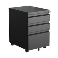 MASON TAYLOR 3 Drawers Mobile Filing Cabinet with Lock Home Office - A, Black