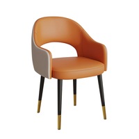 MASON TAYLOR Carbon Steel Frame Chair PU Leather Surface - Orange&Grey