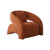 MASON TAYLOR Single Sofa Frosted Velvet Wood Frame - Orange