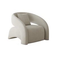 MASON TAYLOR Single Sofa Frosted Velvet Wood Frame - White