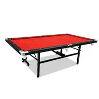 T&R SPORTS 8FT Foldable Billiard Table Free Accessories MDF Pool/Snooker Table for Small Room - Black&Red