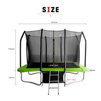 POP MASTER 7X10FT Rectangle Trampoline with Spring Ladder Safety Net Kids