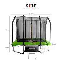 POP MASTER 5X8FT Rectangle Trampoline with Spring Ladder Safety Net Kids