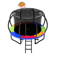 POP MASTER Curved Trampoline Basketball Hoop Ladder PE Sunshade Cover 5 Year Warranty With Free Bonus Package - 14FT