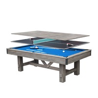 T&R SPORTS 001 7FT MDF 3IN1 Billiard Table Free Accessaries Pool Table/Table Tennis Table/Dining Table - Vintage Wood Grain&Blue