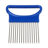 5PCS Stainless Steel onion Slicers Safe Fork Kitchen Tool Tomato Cutting Aid Holder Guide Slicing Vegetable Cutter