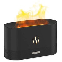 Aromatherapy Diffuser Simulation Flame Mist Humidifier USB Ultrasonic Cool Mist Aroma Essential for Home Office - Black