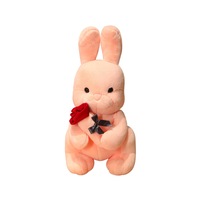 C104 30cm Valentines Day Pink Rabbit Doll with Rose Dream Girl Heart Home Decoration Confession Gift Plush Toy for Girlfriend