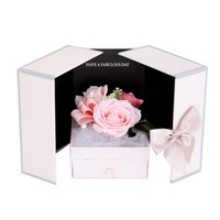 C108 Valentines Day Pink Immortal Flower Jewelry Box Dream Girl Heart Home Decoration Confession Gift Storage for Girlfriend