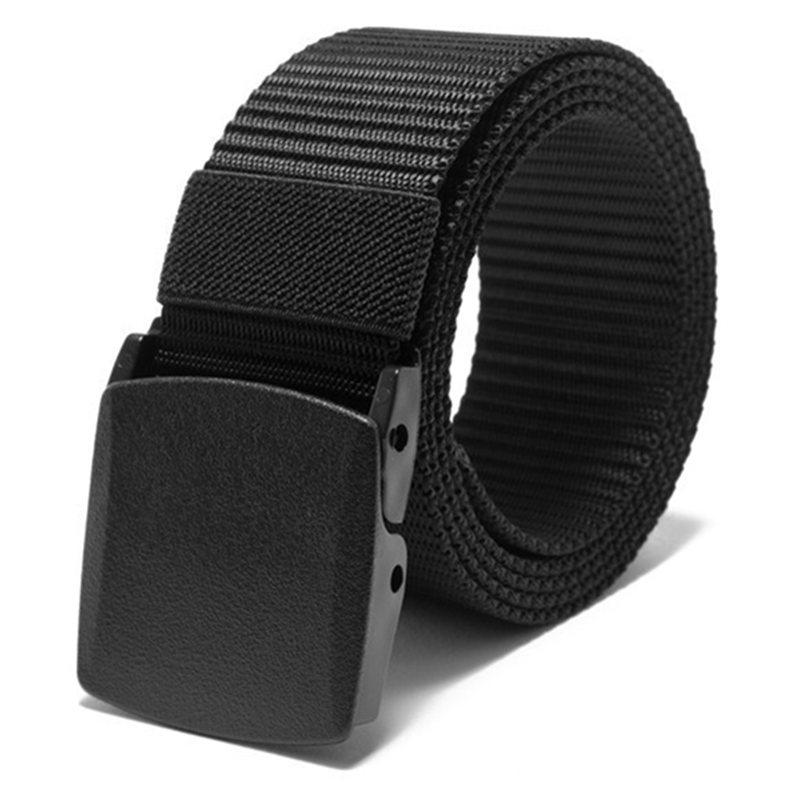 FRALU Automatic Buckle Nylon Belt Male Army Tactical Belt Mens Military Waist Canvas Belts Cummerbunds Strap - black 125cm