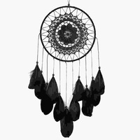 Indian Lace Black Dream Catcher Hanging Decorations Handmade Feather Bead Ornaments Handmade Wind Chimes Handicraft