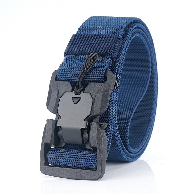 Official Genuine Tactical Belt Quick Release Magnetic Buckle Military Belt Soft Real Nylon Sports Accessories MN057 – Blue 125cm