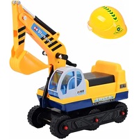 GOMINIMO Kids Pretend Ride on Sand Excavator Construction Toy Car with Helmet
