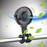 GOMINIMO Portable 5000mAh Rechargeable Clip Fan Rotatable Flexible Tripod Black