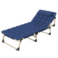 KILIROO Portable Folding Camping Single Bed with Mattress and Headrest - Blue