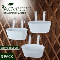 NOVEDEN 3 Pack Metal Iron Hanging Flower Pots with Detachable Hooks White