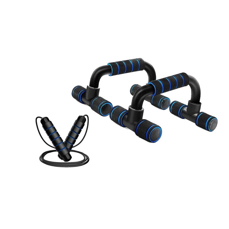 Push Up Bar and Jump Rope Bundle Home Gym Muscle Workout Exercise Fitness