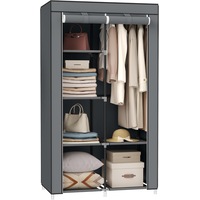 SONGMICS Non-Woven Fabric Portable Clothes Closet Wardrobe with 6 Shelves Grey