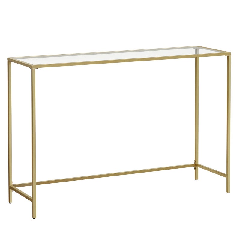 VASAGLE Entry Hall Display Shelf with Tempered Glass Top Console Table - Gold