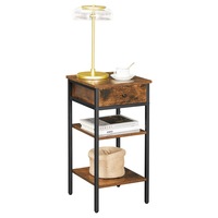 VASAGLE Side Coffee Bedside Nightstand with Drawer and Open Shelf End Table - Rustic Brown