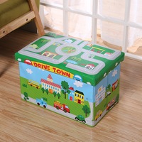 Kids Foldable Storage Stool GREEN TOWN