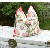 Cushions Retro Style, Vintage Style Floral Cushion Cover, Floral Pillows, Birds and Flowers, Colourful, Pink, Green, Ivory, Black Cushions.