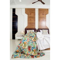 Frida Kahlo Kantha Quilt Indian Quilt Block Print Quilt Linen Connections Bedspread Bohemian Boho Cotton Throw Quilt Handmade Baby Blanket