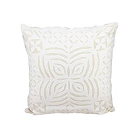 Linen Connection Cotton Cushion Applique Work Cushion White Pillow CoverBedroom Boho Decor
